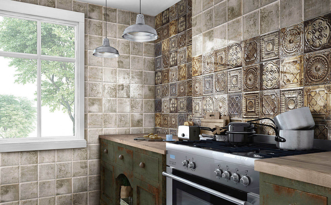 Mainzu Tin-Tile Rusty Nero 20x20