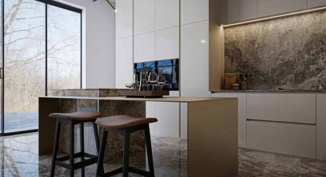 Venezia Stone Мрамор Tundra Blue Leather 20Mm