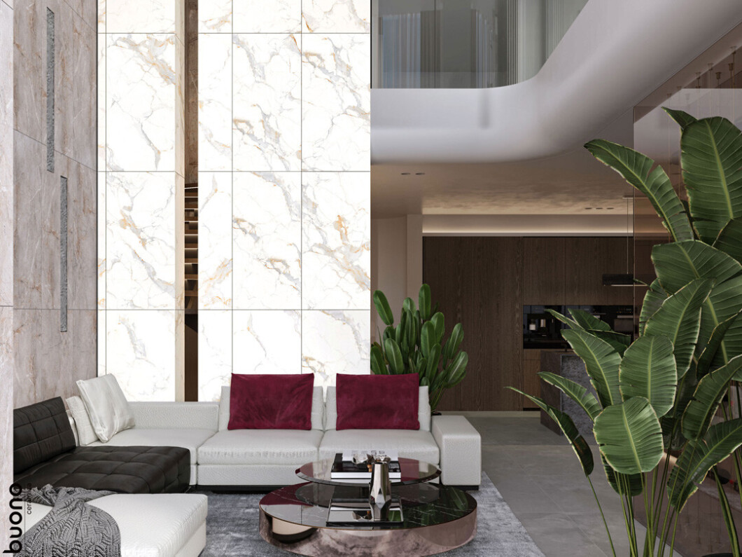 Buono Ceramica Marble Marble Aquarelle Ivory Glossy 60*120