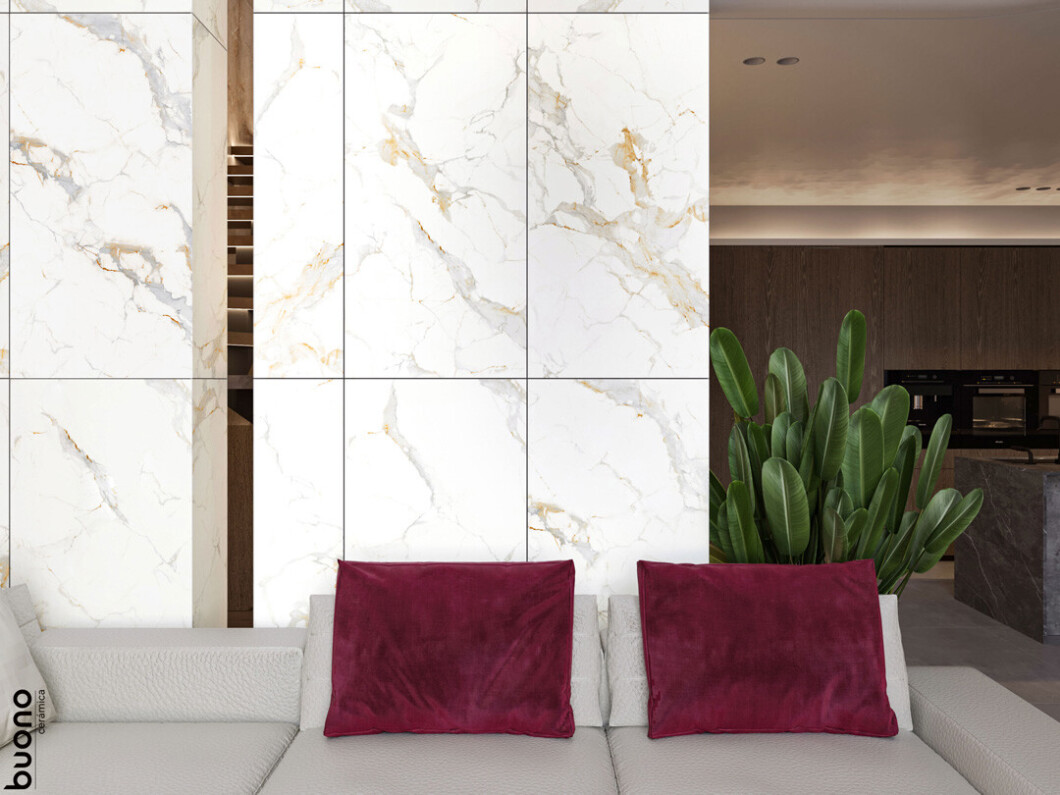 Buono Ceramica Marble Marble Aquarelle Ivory Glossy 60*120