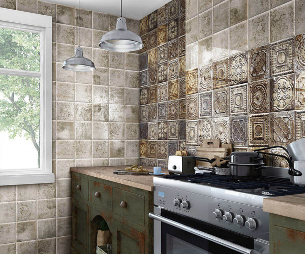 Mainzu Tin-Tile Rusty Nero 20x20